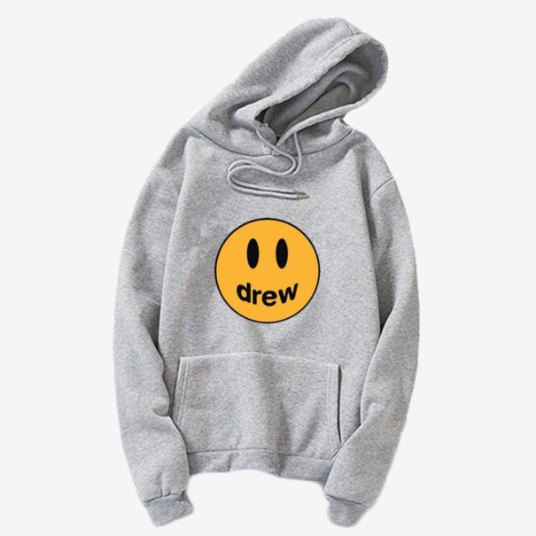 Damen-Sweatshirt mit Smiley-Aufdruck grau L