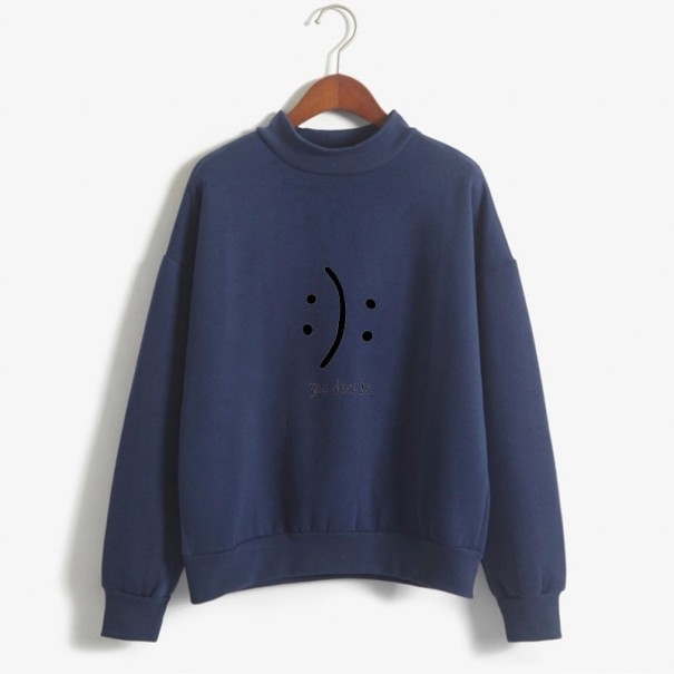 Damen-Sweatshirt mit Smiley-Gesicht dunkelblau XL