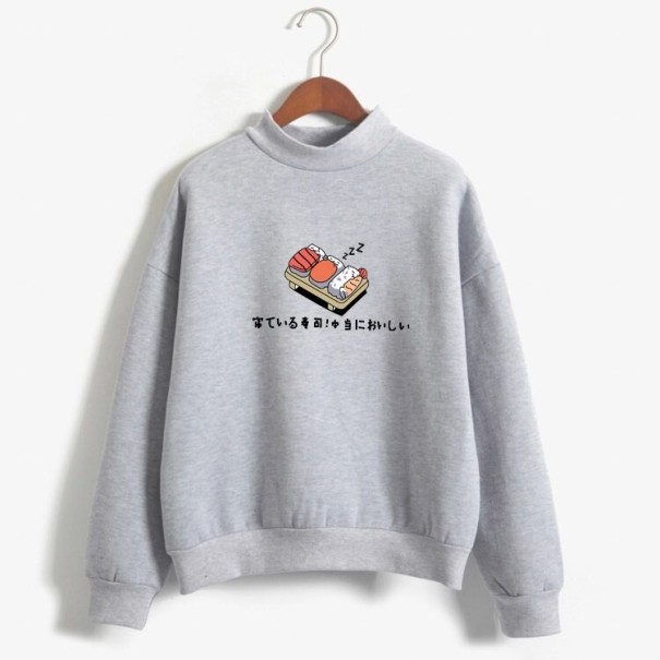 Damen-Sweatshirt mit Sushi-Motiv grau XL