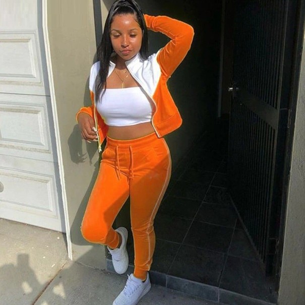 Damen-Sweatshirt und Jogginghose B1233 orange S
