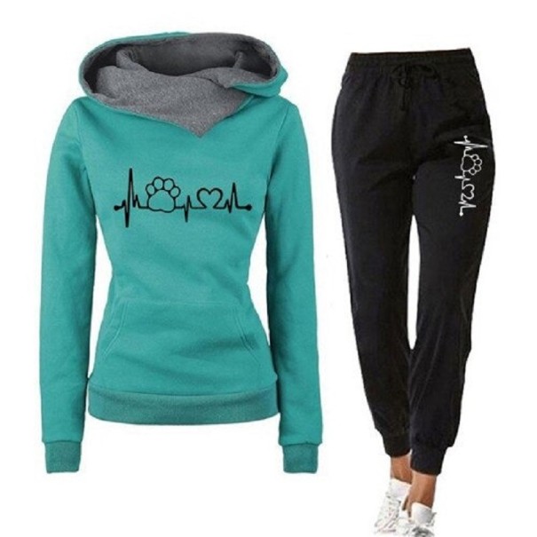 Damen-Sweatshirt und Jogginghose B874 grün XL