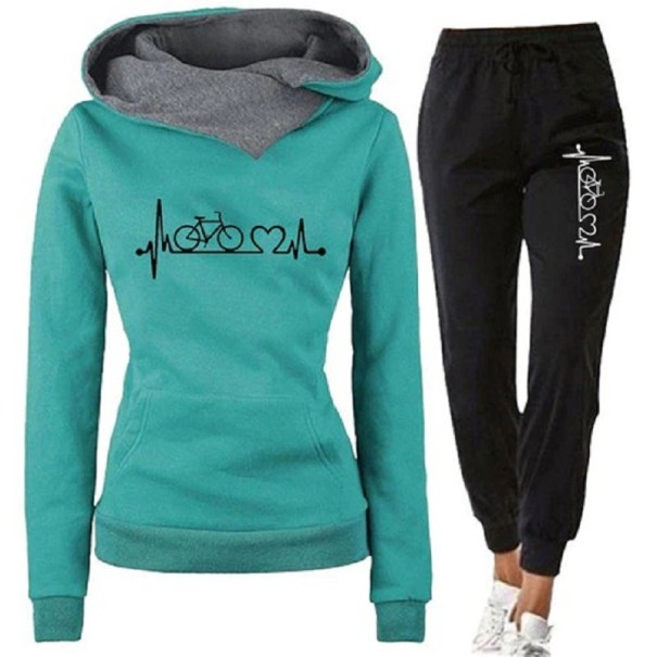 Damen-Sweatshirt und Jogginghose B875 grün S