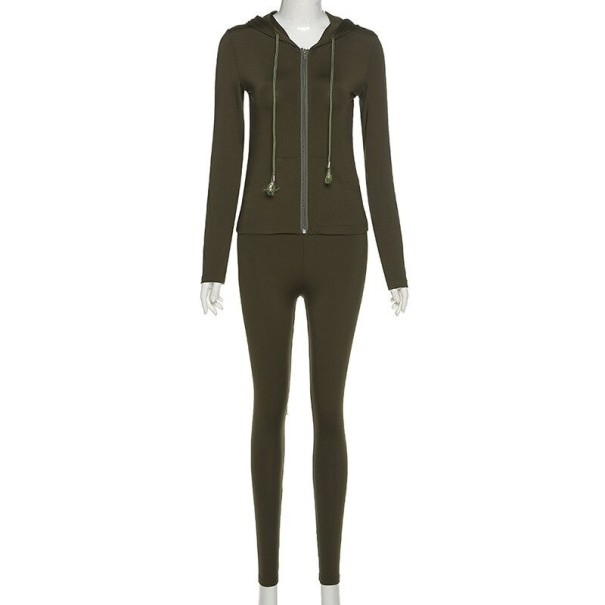Damen-Sweatshirt und Leggings armeegrün M