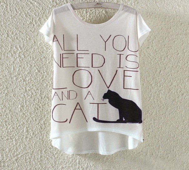 Damen-T-Shirt - Liebe und Katze L