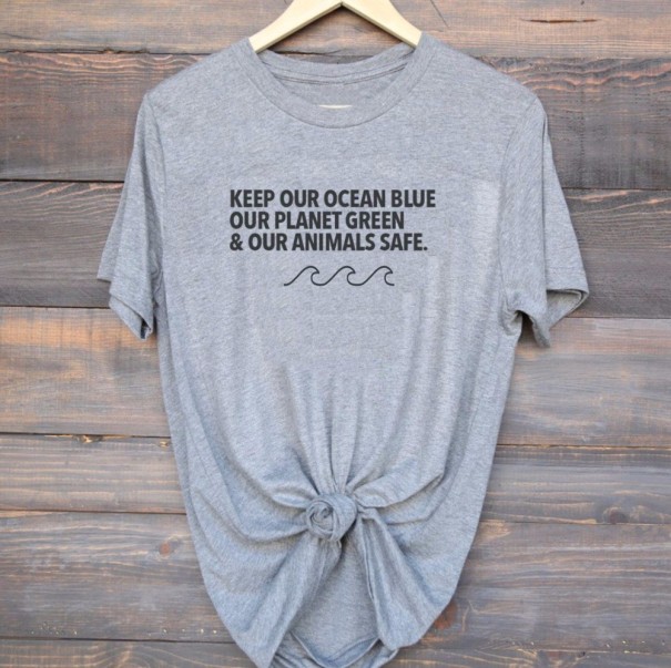 Damen-T-Shirt mit Aufdruck A1238 grau M