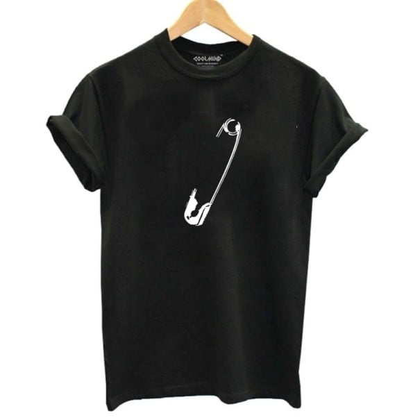 Damen-T-Shirt mit Aufdruck B191 schwarz L