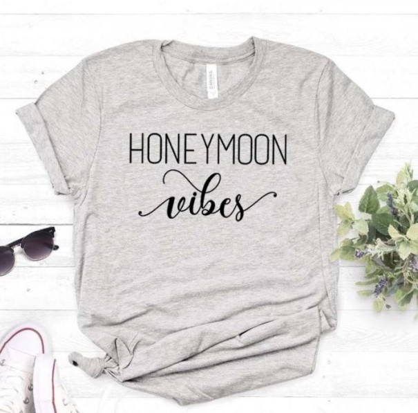 Damen-T-Shirt mit Aufdruck Honeymoon grau M