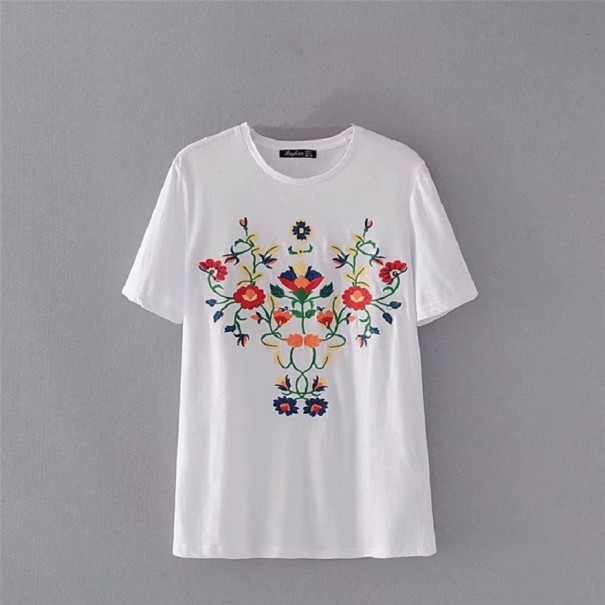 Damen-T-Shirt mit Blumen A960 weiß M