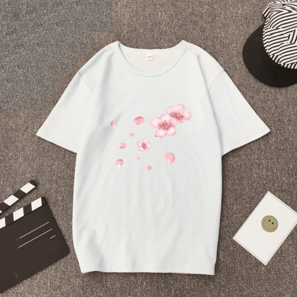 Damen-T-Shirt mit Blumendruck A1303 weiß S