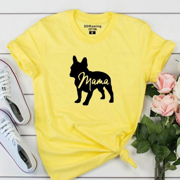 Damen-T-Shirt mit Bulldoggen-Print gelb M