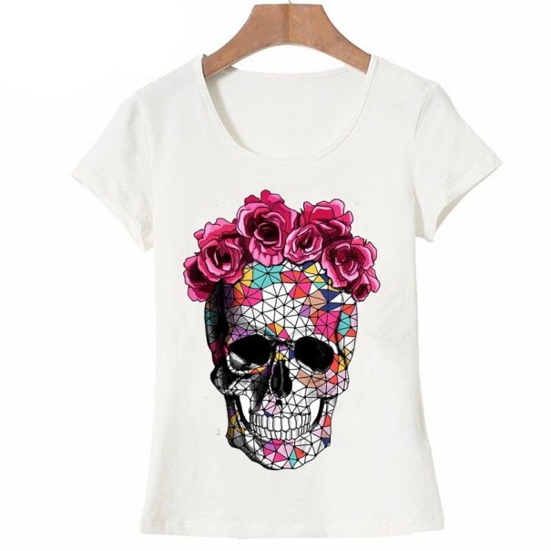 Damen-T-Shirt mit buntem Totenkopf S