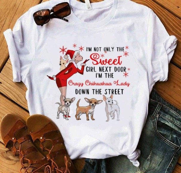 Damen-T-Shirt mit Chihuahua-Aufdruck L 15