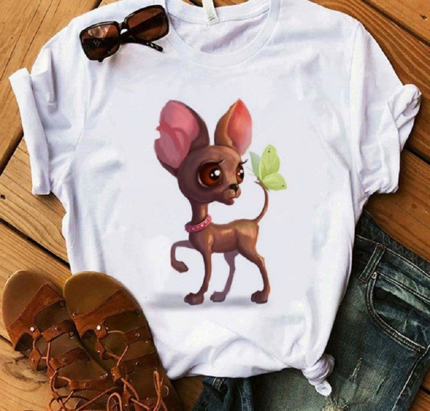 Damen-T-Shirt mit Chihuahua-Aufdruck XS 8