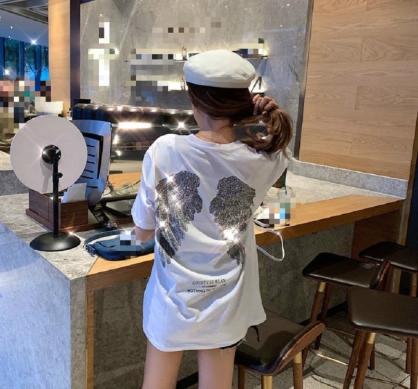 Damen-T-Shirt mit dekorativen Flügeln weiß XL