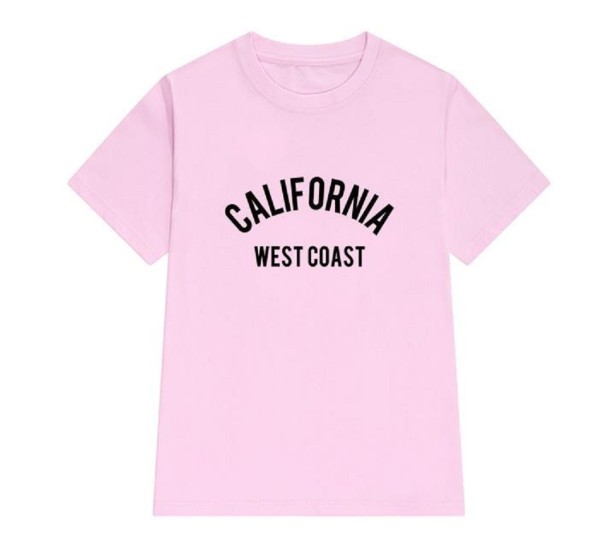 Damen-T-Shirt mit der Aufschrift CALIFORNIA rosa S