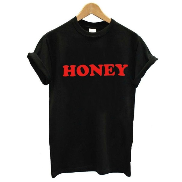 Damen-T-Shirt mit der Aufschrift HONEY schwarz L