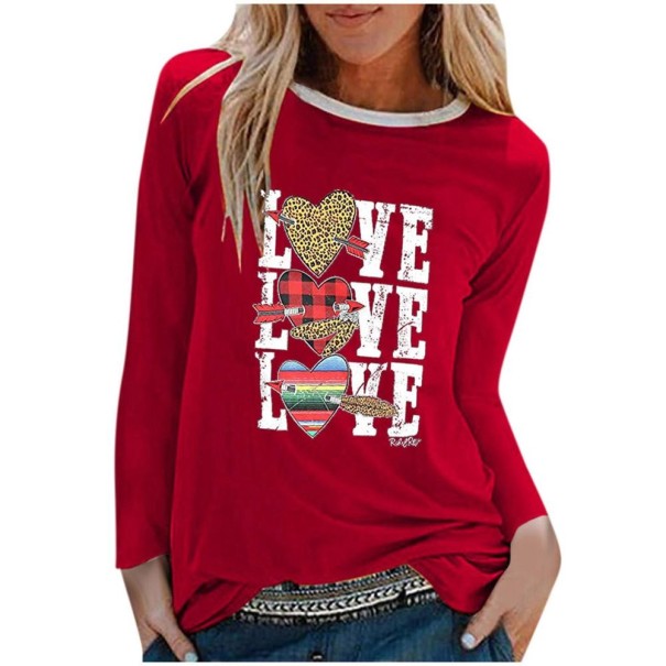 Damen-T-Shirt mit der Aufschrift LOVE rot S