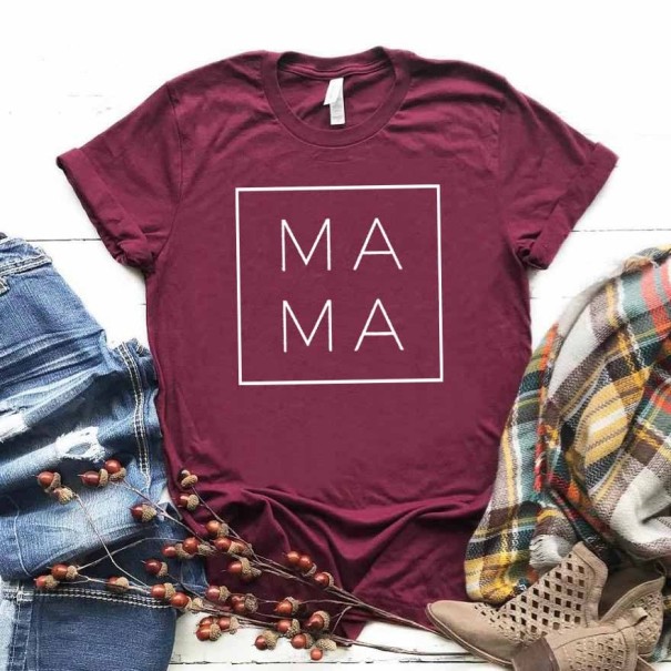 Damen-T-Shirt mit der Aufschrift MAMA weinrot L