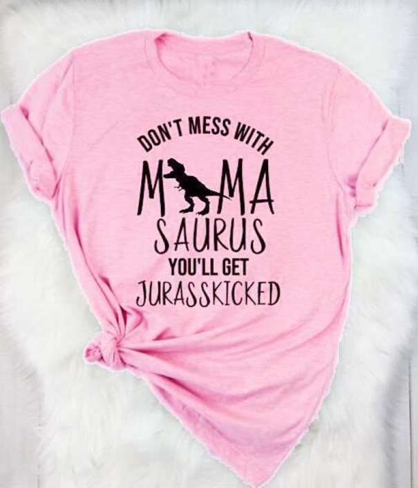 Damen-T-Shirt mit Dinosaurier-Aufdruck B252 rosa S