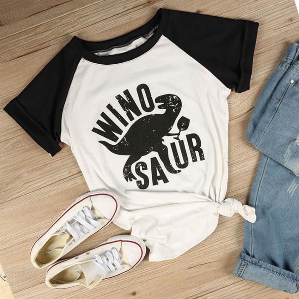 Damen-T-Shirt mit Dinosaurier-Print schwarz M