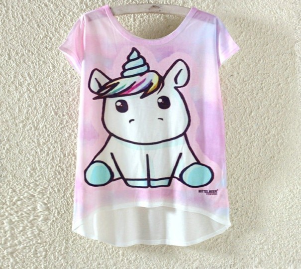 Damen-T-Shirt mit Einhorn-Print M