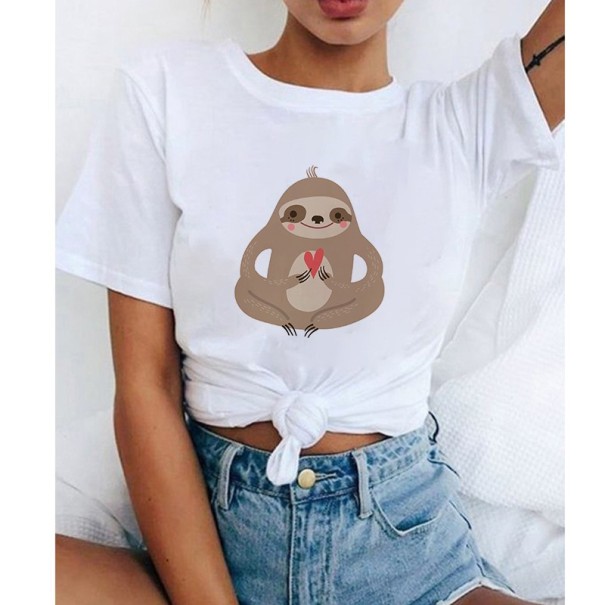 Damen-T-Shirt mit Faultier-Aufdruck L 5