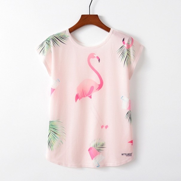 Damen-T-Shirt mit Flamingo-Print L