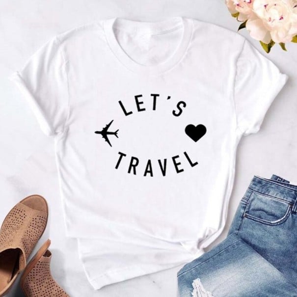 Damen-T-Shirt mit Flugzeugdruck weiß L