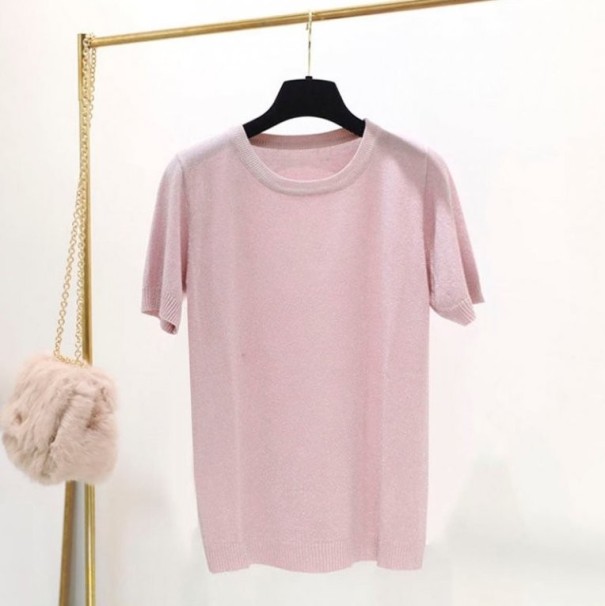 Damen-T-Shirt mit Glitzer rosa