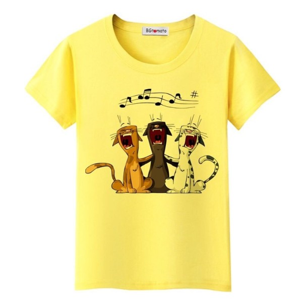 Damen-T-Shirt mit Katzenprint L 1