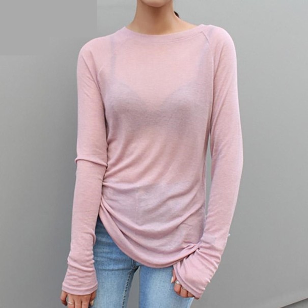 Damen-T-Shirt mit langen Ärmeln B350 rosa