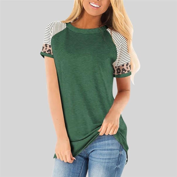 Damen-T-Shirt mit Leopardenmuster grün XL