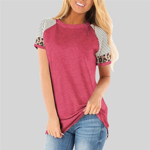 Damen-T-Shirt mit Leopardenmuster rosa XL