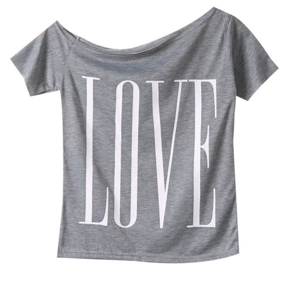 Damen-T-Shirt mit Love-Aufdruck A991 grau XXL