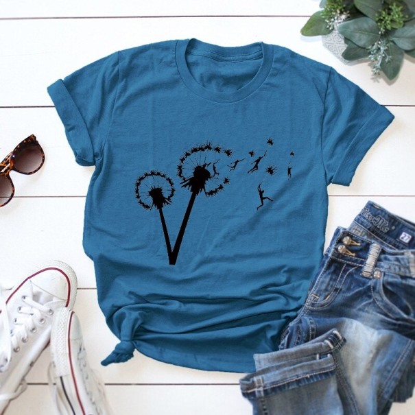 Damen-T-Shirt mit Löwenzahn blau 3XL