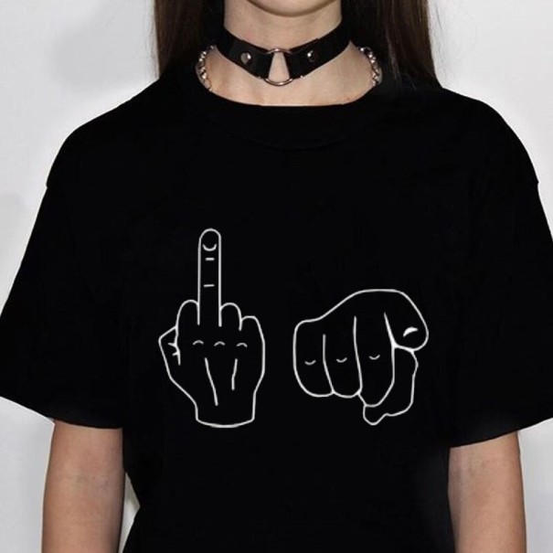Damen-T-Shirt mit lustigem Handaufdruck L 8