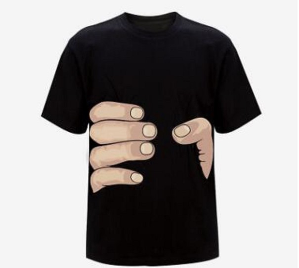 Damen-T-Shirt mit lustigem Handaufdruck B272 schwarz S