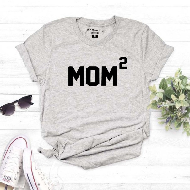 Damen-T-Shirt mit Mom-Aufdruck grau S