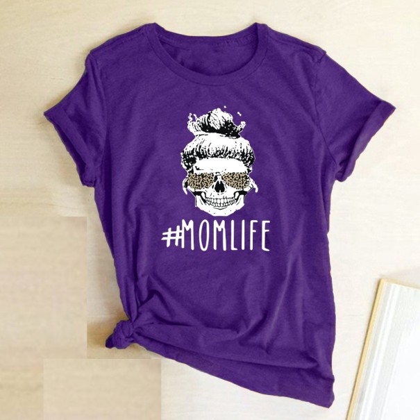 Damen-T-Shirt mit Mom Life-Aufdruck B335 lila L