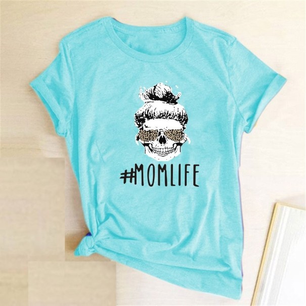 Damen-T-Shirt mit Mom Life-Aufdruck B335 türkis L