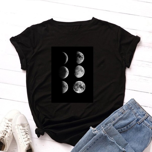 Damen-T-Shirt mit Mondaufdruck schwarz L 2