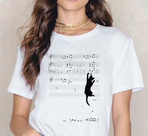 Damen-T-Shirt mit Musikmotiv XS 2