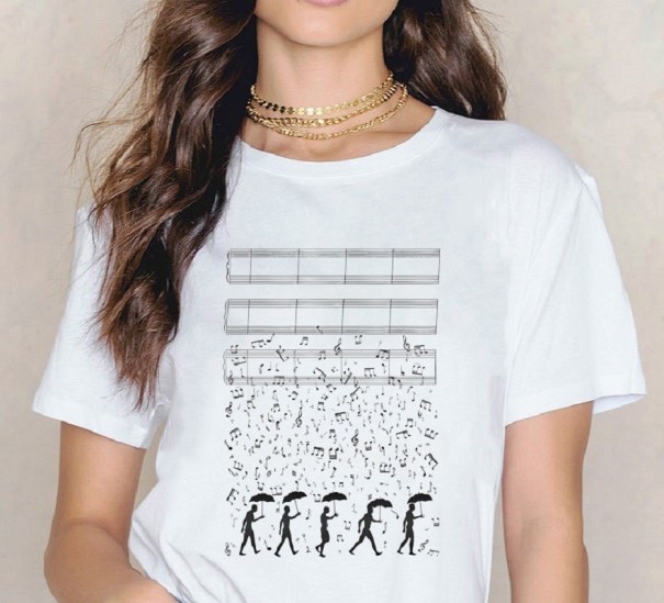 Damen-T-Shirt mit Musikmotiv XS 7