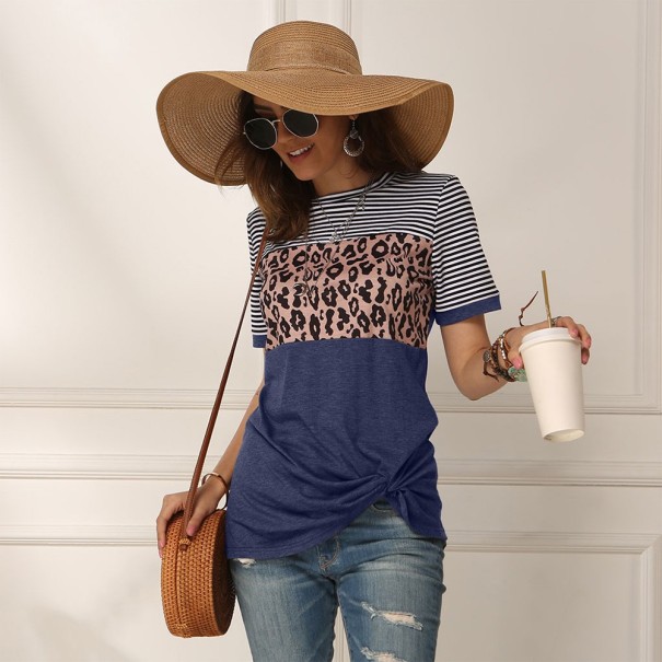 Damen-T-Shirt mit Muster A162 blau M
