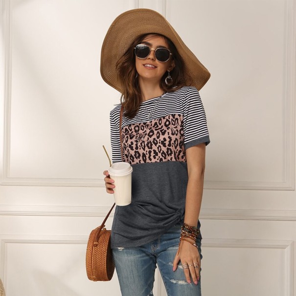 Damen-T-Shirt mit Muster A162 grau S