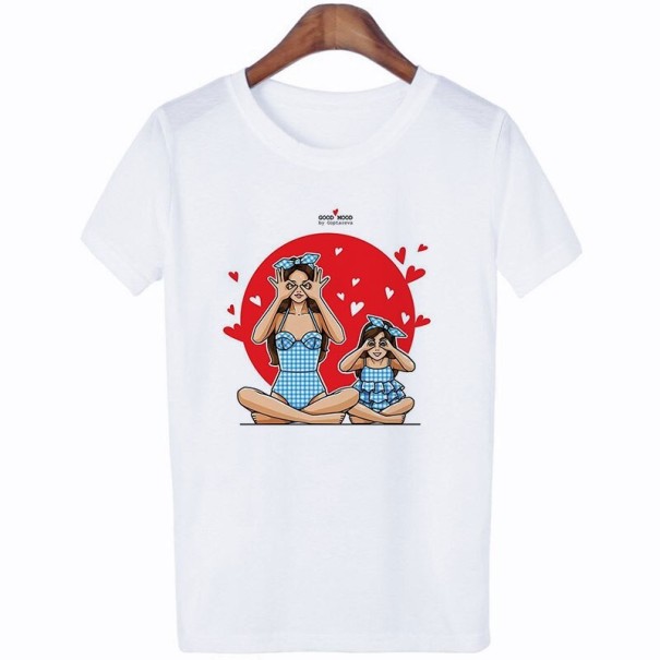 Damen-T-Shirt mit Mutter-Tochter-Aufdruck weiß S