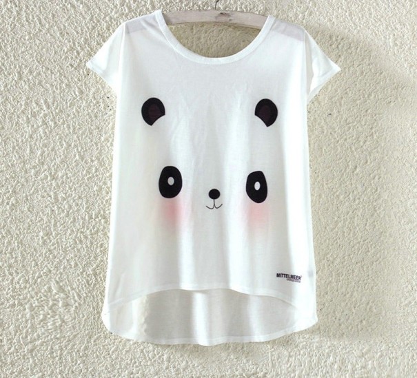 Damen-T-Shirt mit Panda-Aufdruck L
