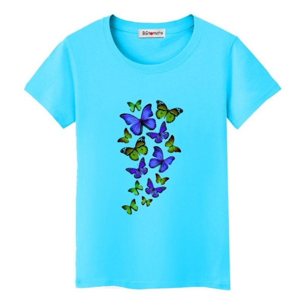 Damen-T-Shirt mit Schmetterlingsdruck S 10