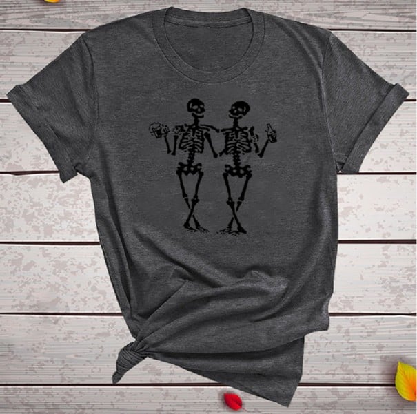 Damen-T-Shirt mit Skelett-Print L 1