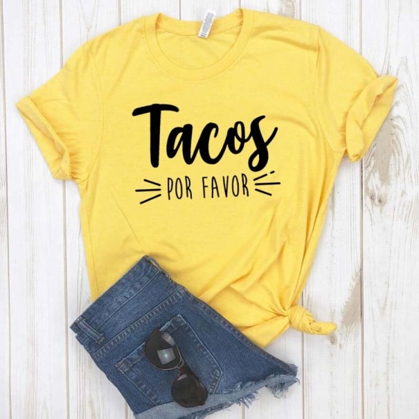 Damen-T-Shirt mit Taco-Aufdruck gelb S